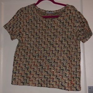 Zara Shimmery Tweed Top